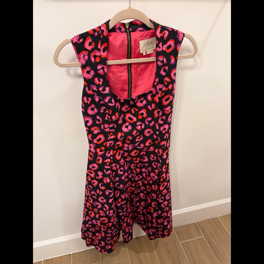 Kate Spade Pink & Purple Leopard Print Dress Size 4